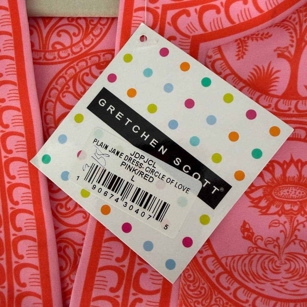 Gretchen Scott Plain Jane Dress Circle of Love Pink Red Medallion Size L NWT - Picture 8 of 11